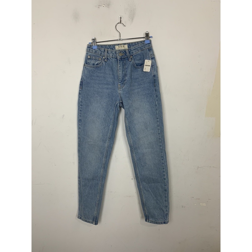 Free People Womens Jeans 24 We the Free Mid Rise Denim Blue Medium Wash Tapered